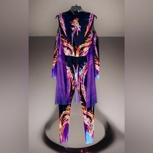 NWT Purple Neon Flame Performance Jumpsuit by Style Plus - XL